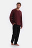 Bordo V Yaka Uzun Kollu Örme Pijama Takımı