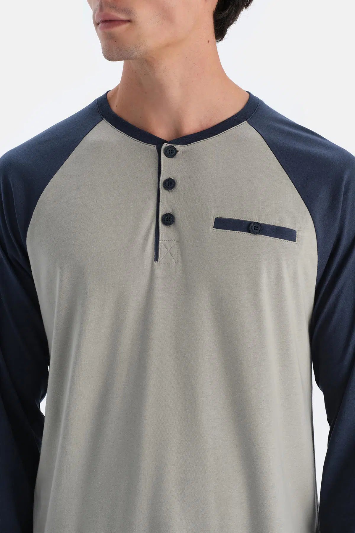 Açık Yeşil Yarım Patlı Reglan Kollu Pijama Takımı