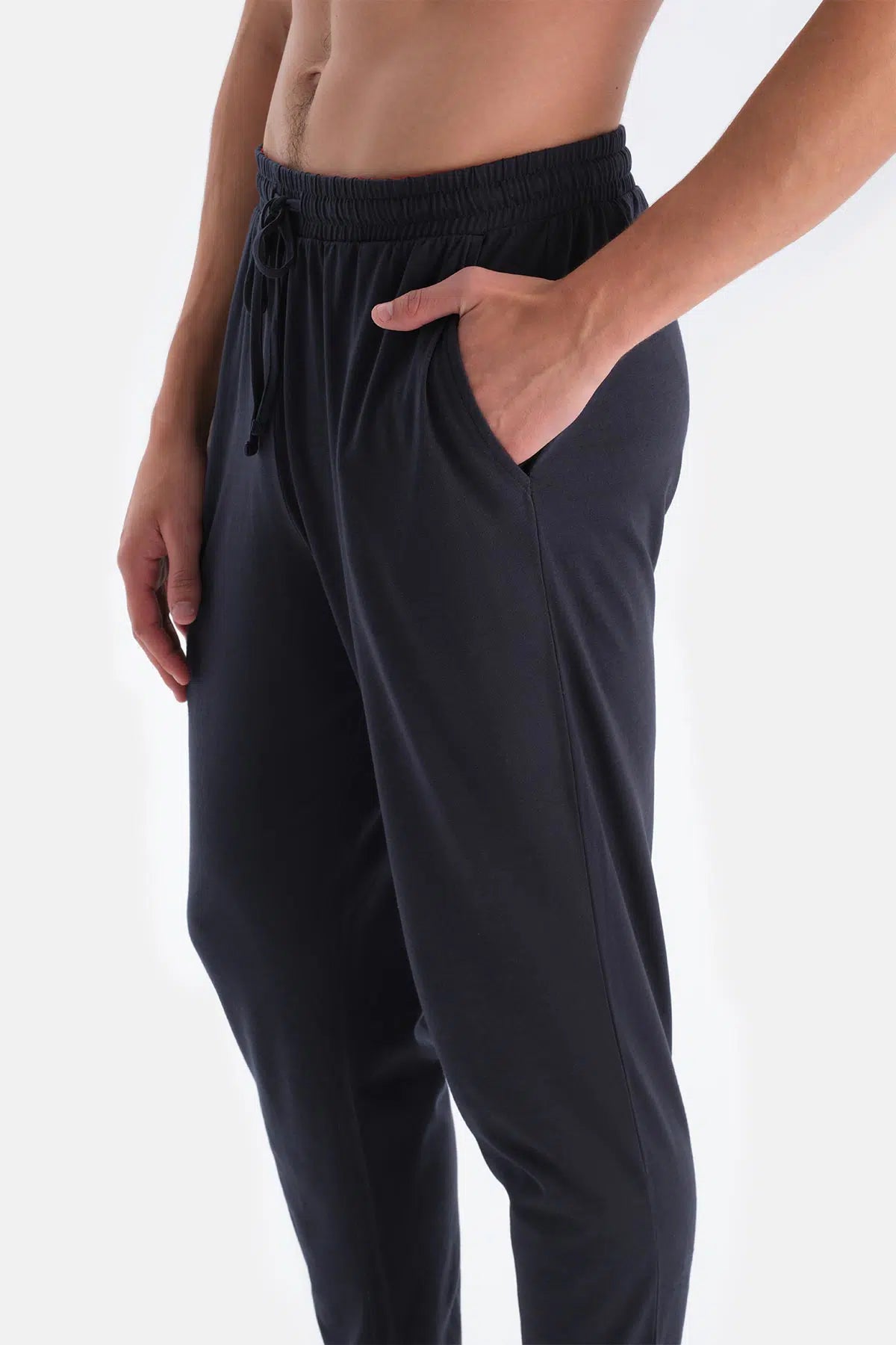 Mavi Yarım Patlı Uzun Kollu Jogger Pantolonlu Pijama Takımı
