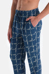 Gri V Yaka Baskı Detaylı Pantolon Pijama Takımı