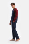 Bordo Erkek Reglan Kol Pijama Takımı