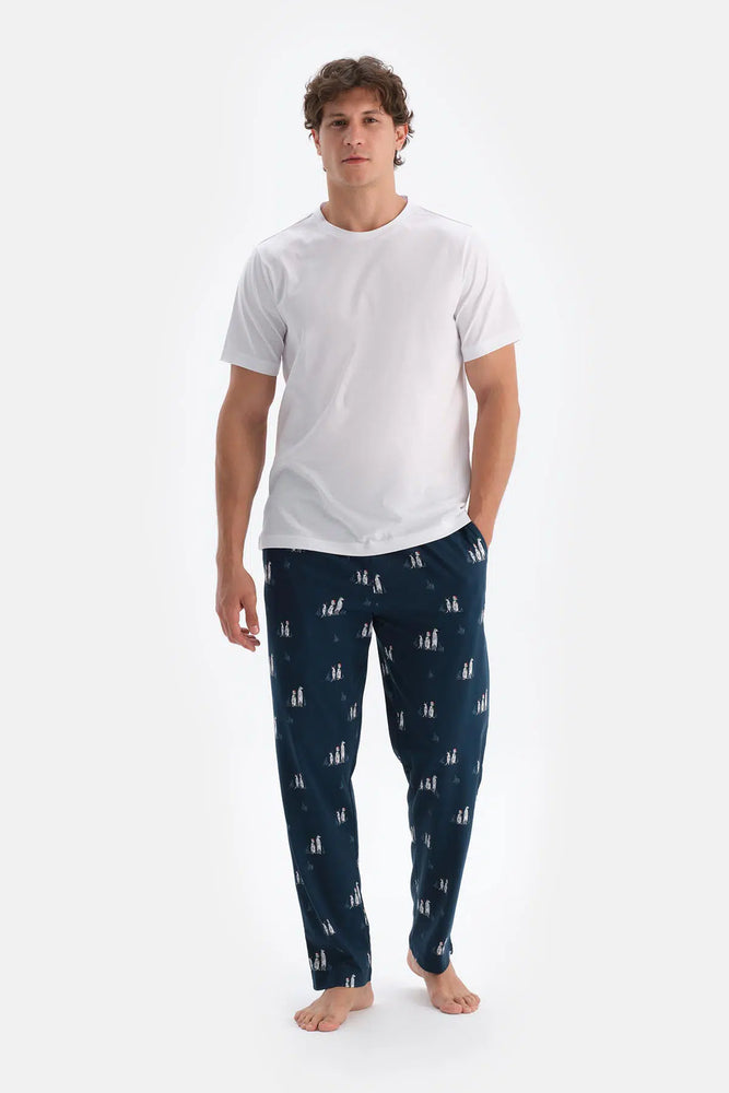 Beyaz Erkek O Yaka Pijama Takımı