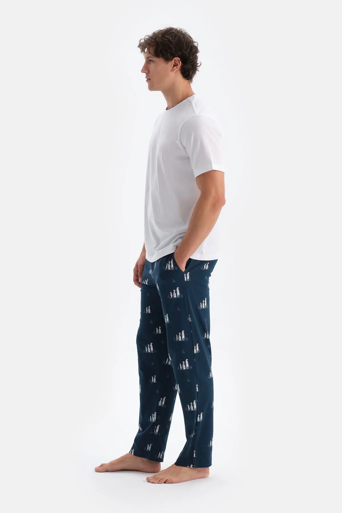 Beyaz Erkek O Yaka Pijama Takımı