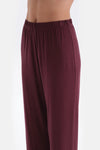 Bordo Basıc Penye Modal Gömlek Pantolon Örme Pijama Takımı