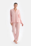 Pembe Kadın Gömlek Pijama Takımı