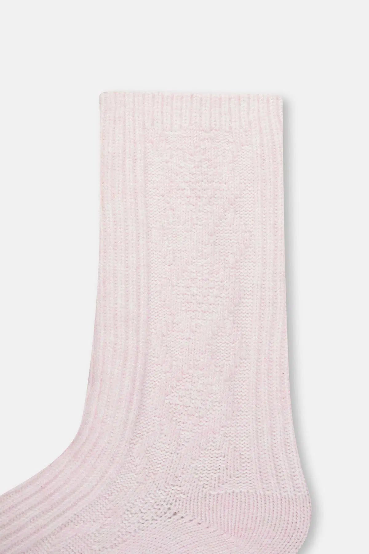 Pudra Kadın Örgü Desenli Cosy Çorap