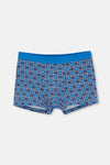Mavi 2'li Desenli Pamuk Boxer