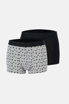 Gri-Siyah 2'li Desenli Pamuk Boxer