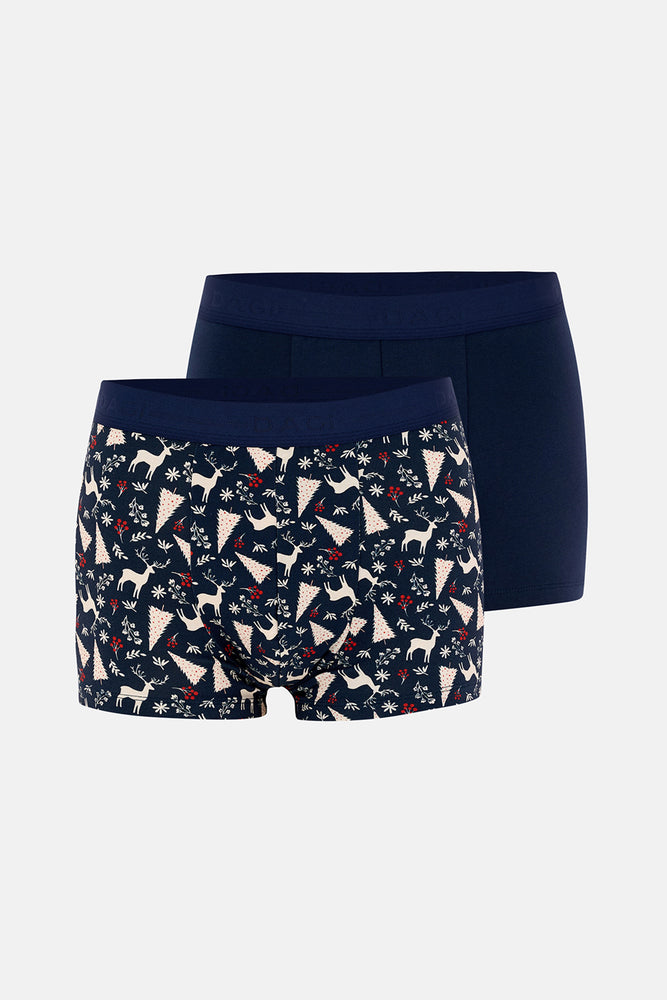Lacivert 5210 2'li Desenli Pamuk Boxer