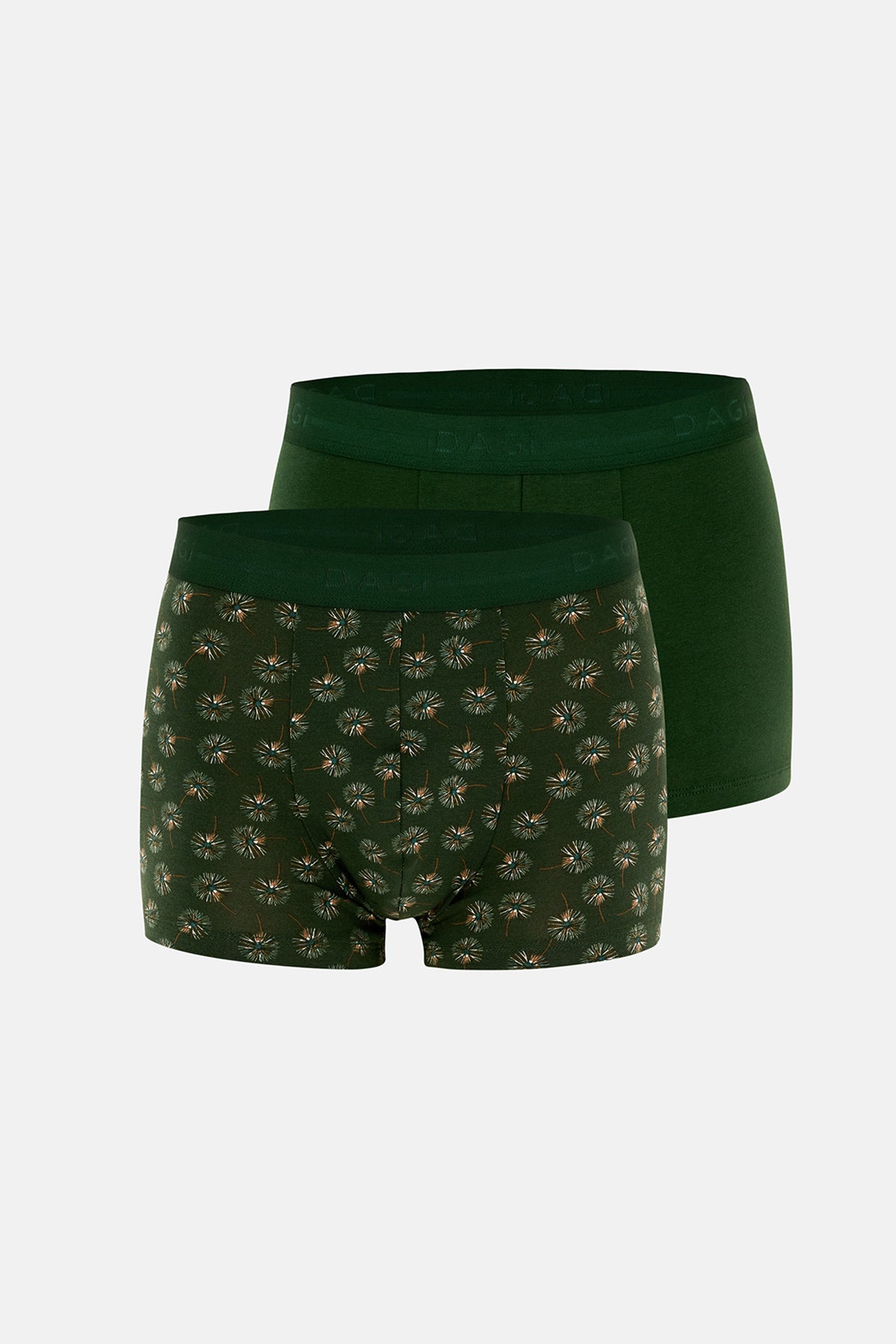 Koyu Yeşil 5210 2'li Desenli Pamuk Boxer