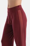 Bordo Yanı Tül Detaylı Basic Pantolon