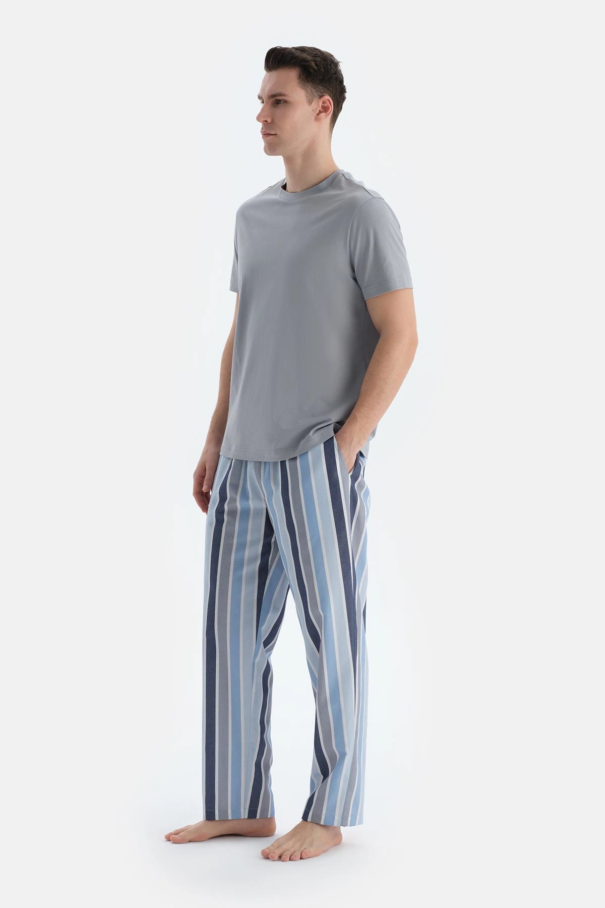 Multicolor Çizgili Dokuma Pantolon