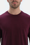 Bordo Kısa Kollu Tişört Ekoseli Pantolon Pijama Takımı
