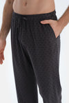 Antrasıt Mıkroprınt Baskılı Penye Modal Gömlek Pantolon Pijama Takımı