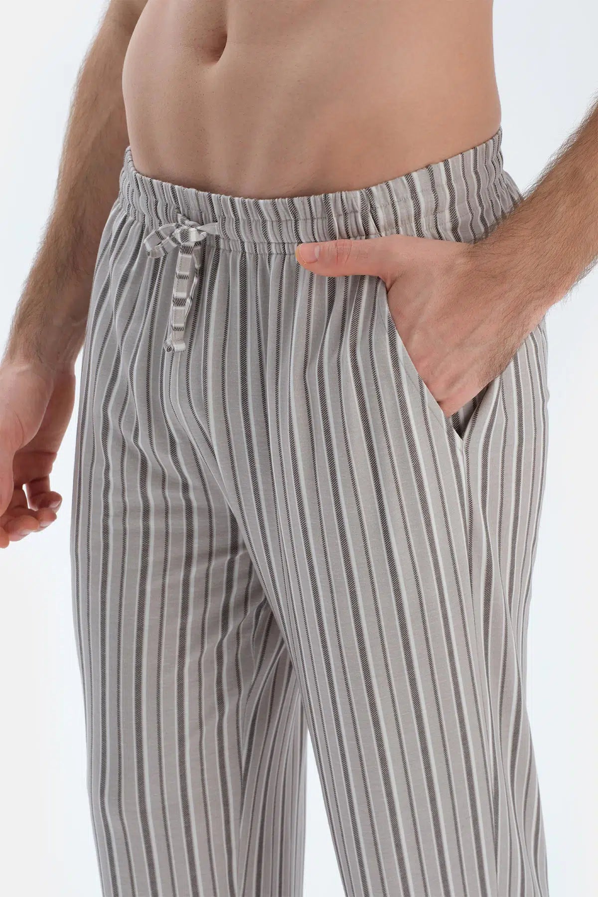 Gri Kısa Kollu Yarım Patlı Tişört Pantolon Pijama Takımı