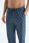 Indigo Pat Ve Fleto Cep Detaylı Tişört Pantolon Pijama Takımı