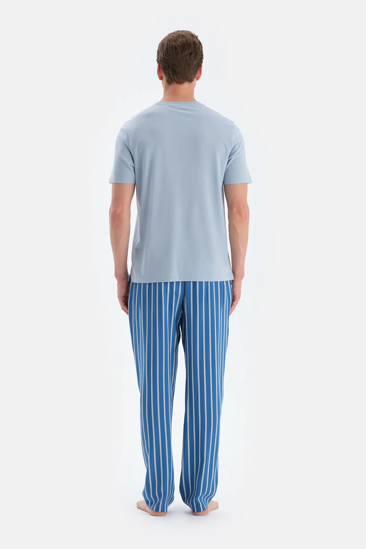 Açık Mavi Kısa Kollu Tişört Pantolon Pijama Takımı