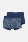 Lacivert 2'li Desenli Pamuk Boxer