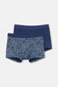 Lacivert Lacivert 2'li Desenli Pamuk Boxer