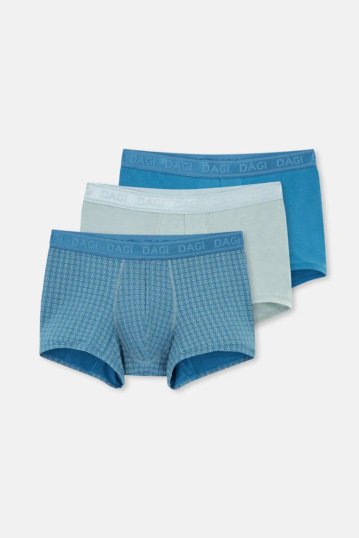 Mavi-Yeşil 3'lü Desenli Micro Modal Boxer