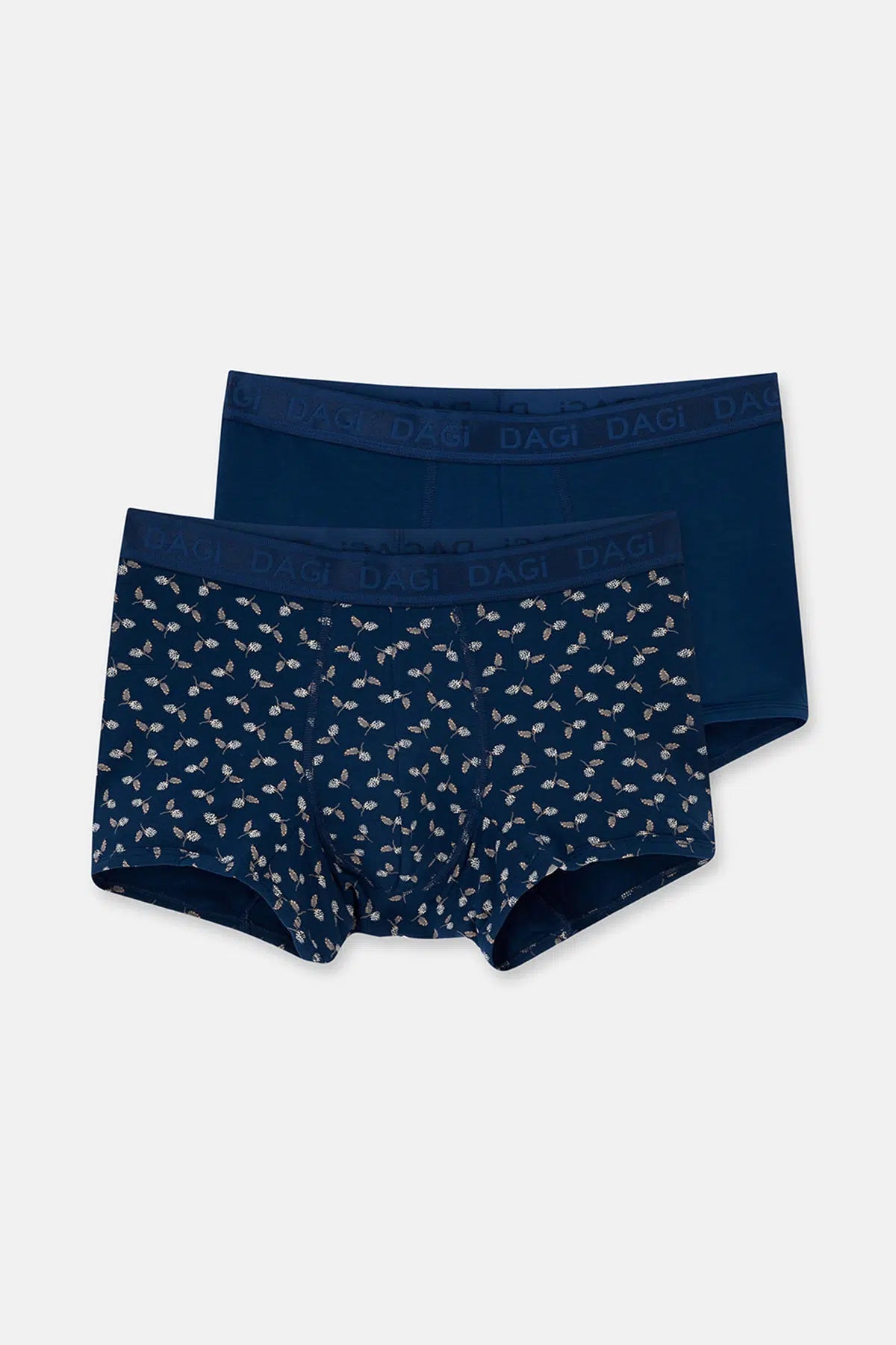 Koyu Mavi 2'li Desenli Micro Modal Boxer