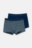 Lacivert 2'li Desenli Pamuk Boxer