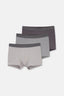 Gri 5210 3'lü Düz Pamuk Boxer