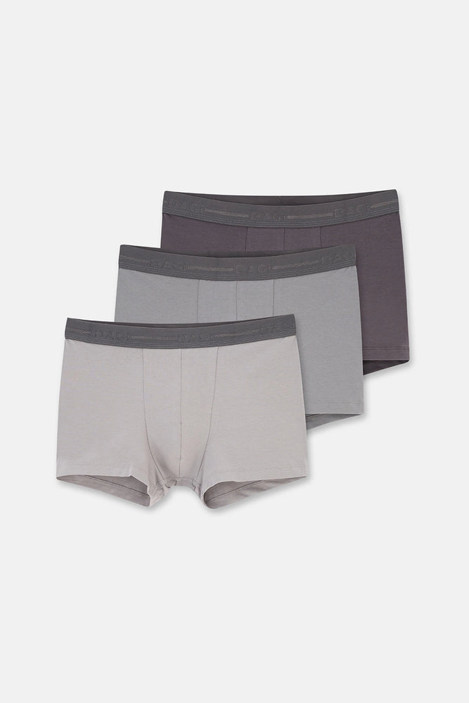 Gri 5210 3'lü Düz Pamuk Boxer