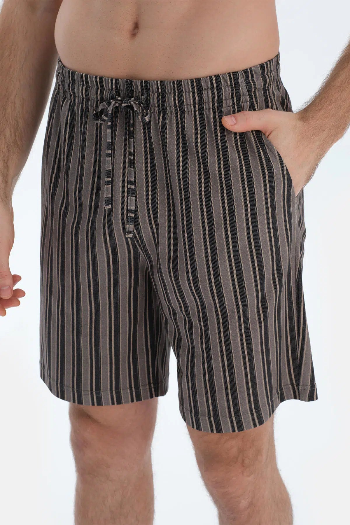 Gri Kısa Kollu Baskı Detaylı Tişört Şort Pijama Takımı