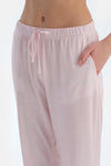 Ekru Baskı Detaylı Kısa Kollu Tişört Pantolon Pijama Takımı
