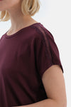 Mürdüm Dantel Detaylı Kısa Kollu Viskon Tişört Pantolon Pijama Takımı