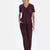 Bordo V Yaka Kısa Kollu Viskon Tişört Pantolon Pijama Takımı