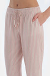 Açık Pembe Bisiklet Yaka Kısa Kollu Tişört Pantolon Pijama Takımı