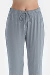 Lacivert Metraj Desenli Atlet Pantolon Pijama Takımı