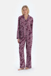 Mürdüm Şal Desenli Dokuma Pantolon Pijama Altı