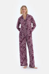 Mürdüm Şal Desenli Dokuma Pantolon Pijama Altı