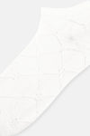 Beyaz Kadın Dörtgen Desenli Patik Çorap