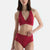 Bordo Tül Detaylı Yüksek Bel Bikini Alt