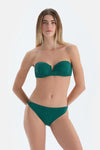 Koyu Yeşil Straplez Bikini Üst
