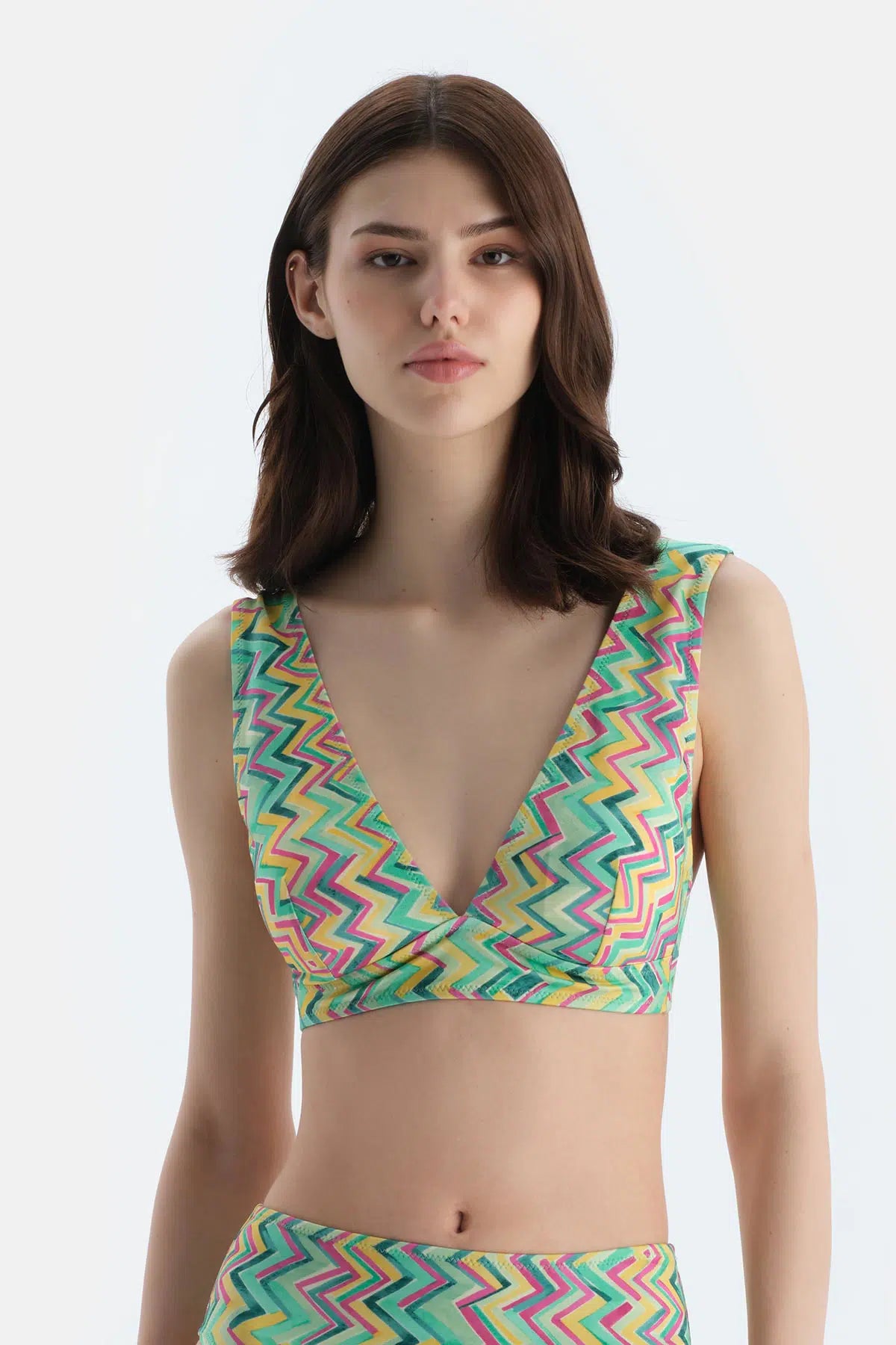 Multicolor Üçgen Geniş Bikini Üst