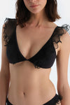 Siyah Üçgen Geniş Bikini Üst