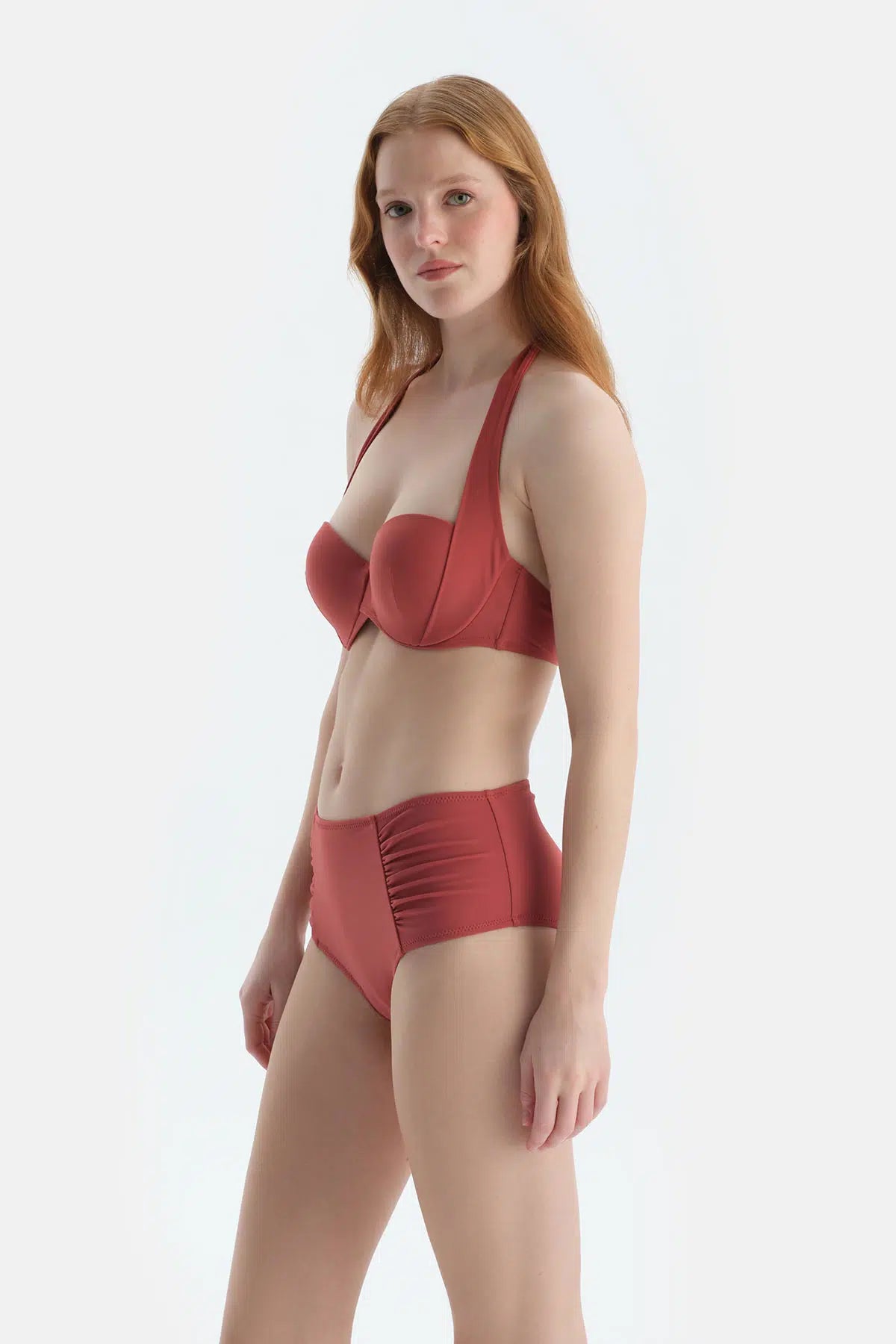 Kiremit Straplez Bikini Üst