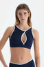 Lacivert Halter Yaka Bikini Üst