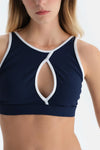 Lacivert Halter Yaka Bikini Üst