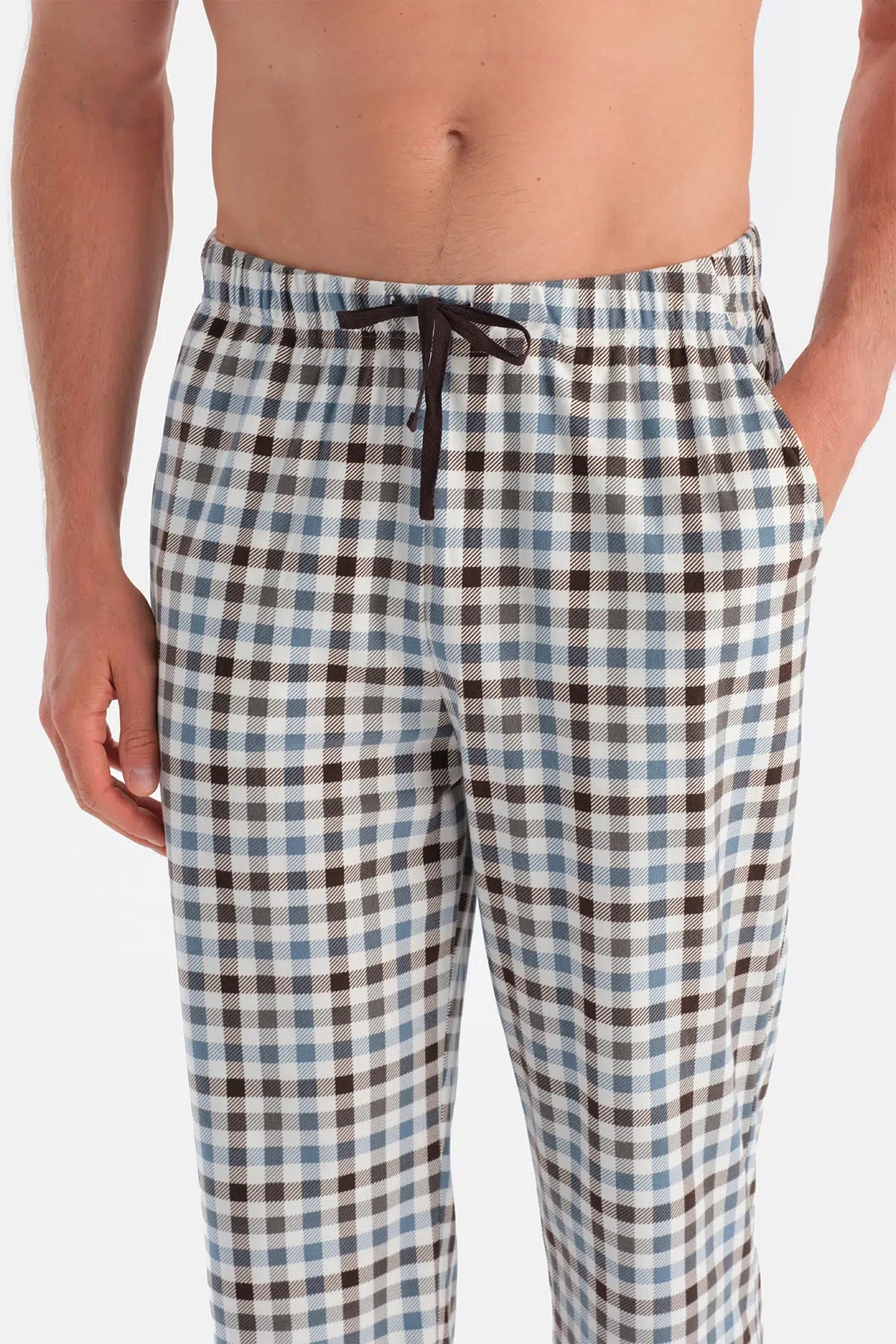Gri Melanj Dikiş Detaylı Waffle Tişört Pantolon Pijama Takımı