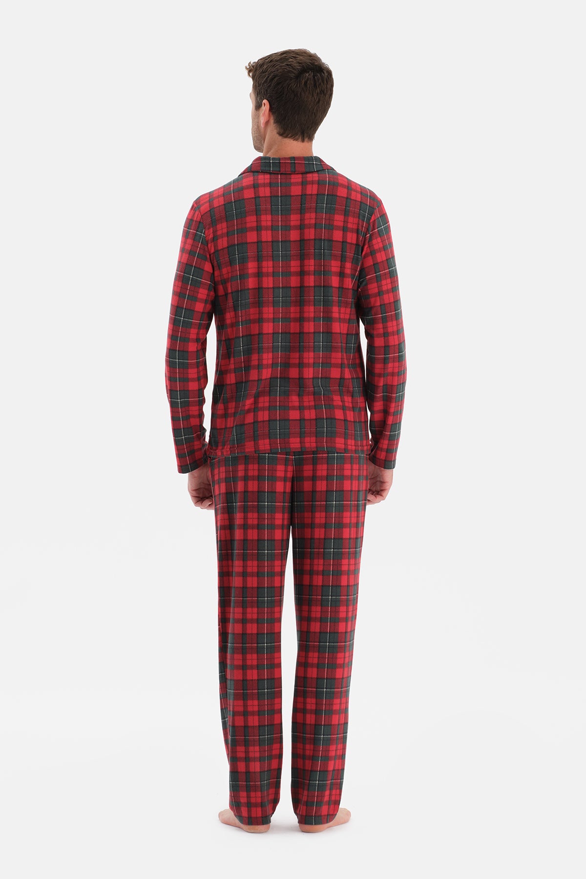 Kırmızı Ekose Termal Gömlek Pantolon Pijama Takımı
