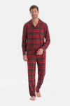 Kırmızı Ekose Termal Gömlek Pantolon Pijama Takımı
