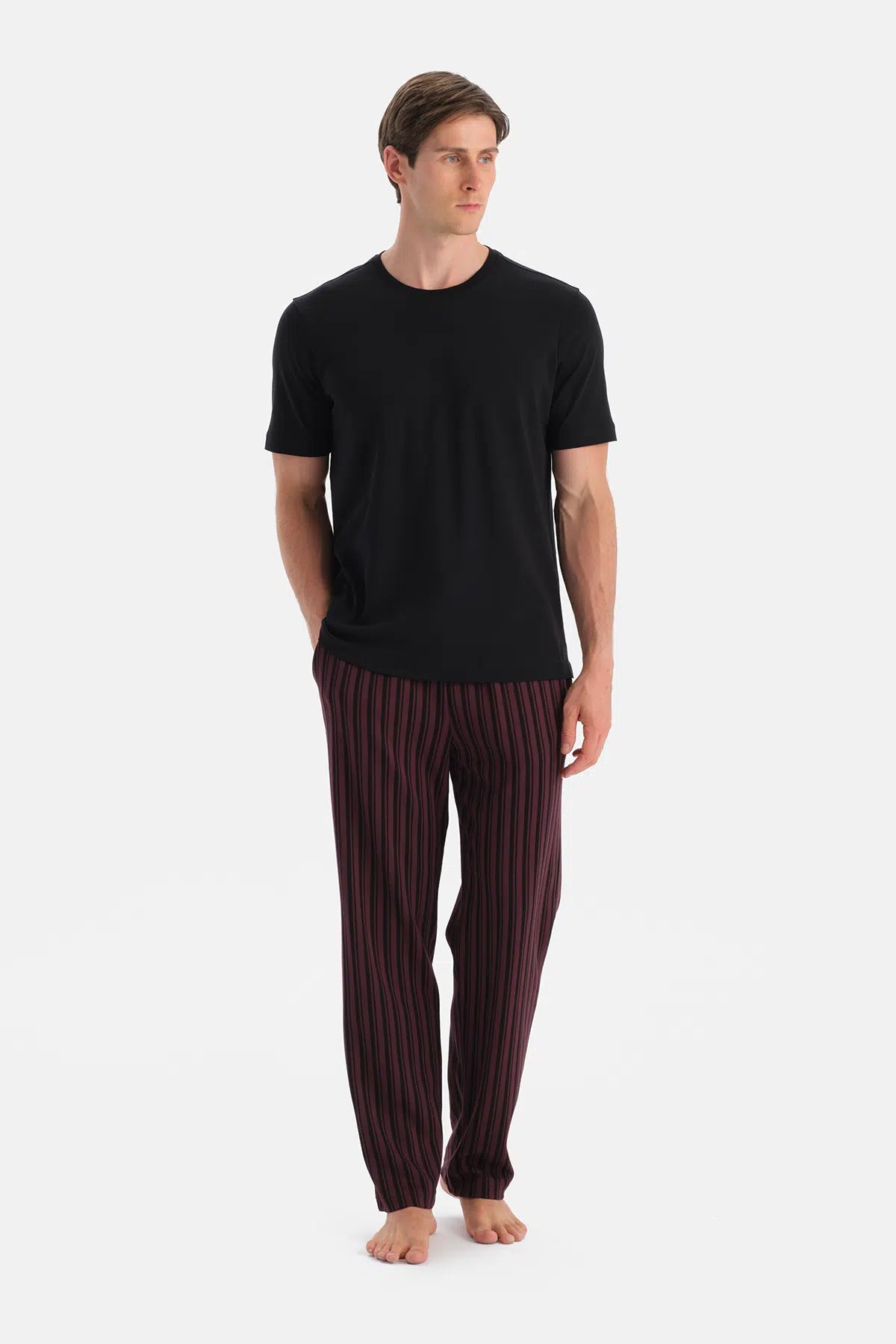 Bordo Desenli Örme Pantolon