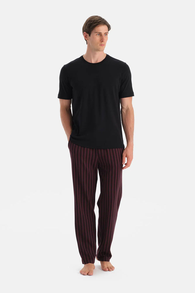 Bordo Desenli Örme Pantolon