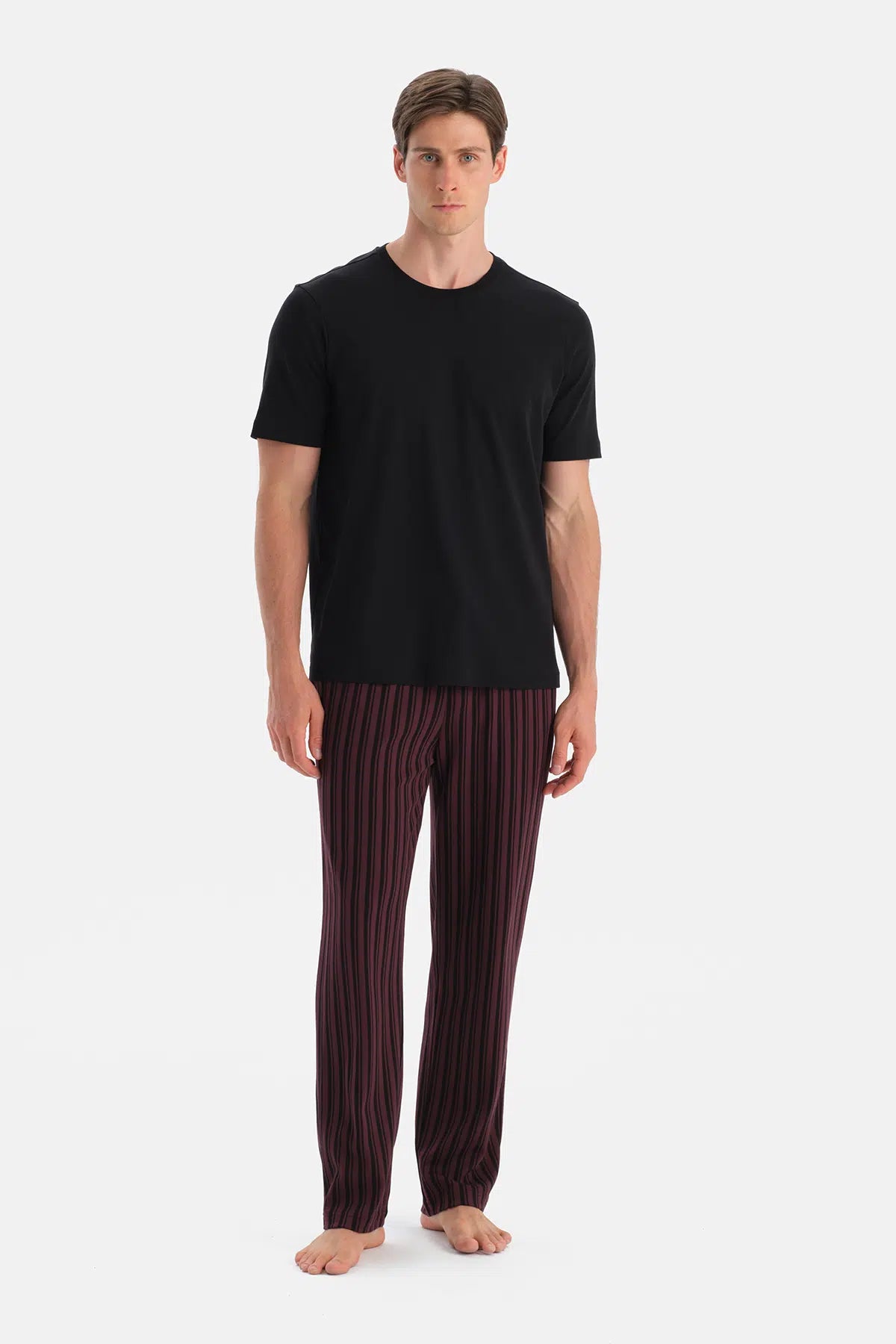 Bordo Desenli Örme Pantolon
